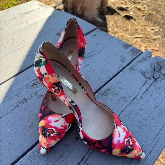 Louise Et Cie Satin Women's Floral Heels - Red Multi - Picture 13 of 15